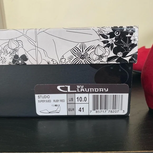 CL by Laundry Women's Studio Super Suede Ruby Red Pointed Toe Flat Womens Sz 10 - Picture 10 of 11